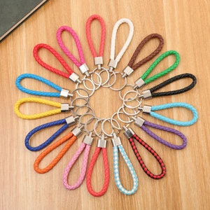 Braided Faux Leather Strap Keyring Keychain Car Key Chain Ring Key Fob - Picture 1 of 45