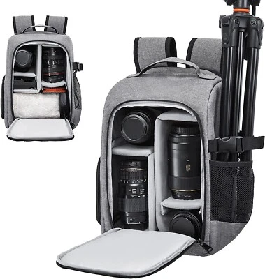 Mochila pequeña para cámara DSLR/SLR gris 10x6x14"" bolsas trípode almacenamiento universal Foto 1 de 4