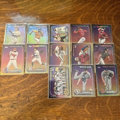 Lote de 18 tarjetas de béisbol Topps serie 1 y 2 2024 insertos de papel de aluminio navideño Foto 1 de 4