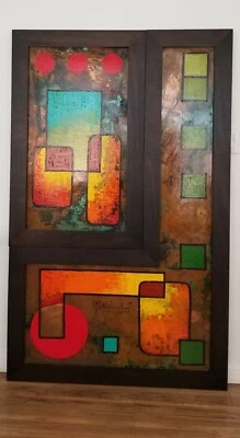 Arte moderna abstrata em placa de cobre  - Imagem 1 de 4