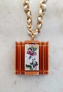 Collana artigianale con dissipatore dipinto a mano floreale - Foto 1 di 1