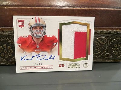 National Treasures Rookie Autograph Jersey 49ers Vance McDonald  15/49  2013 - Image 1 of 4