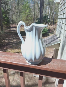 ANTIQUE EDWARD PEARSON LARGE WHITE 12" IRONSTONE PITCHER - Picture 1 of 11