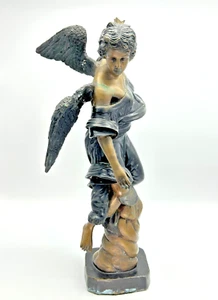 Engel herabsteigen auf die Erde Bronzeskulptur religiöser Jugendstil Dame Fee - Bild 1 von 24
