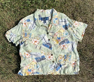 Camisa De Colección Island Traders Estampado Tropical Barbados Con Botones Para Mujer XL - Imagen 1 de 5