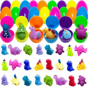 24 Pack Plastic Prefilled Easter Eggs with Dinosaur Mochi Squishy Toys inside fo - Picture 1 of 12