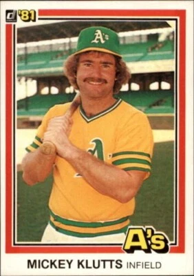 1981 Donruss Oakland Athletics Baseball Card #110 Mickey Klutts - Image 1 of 2