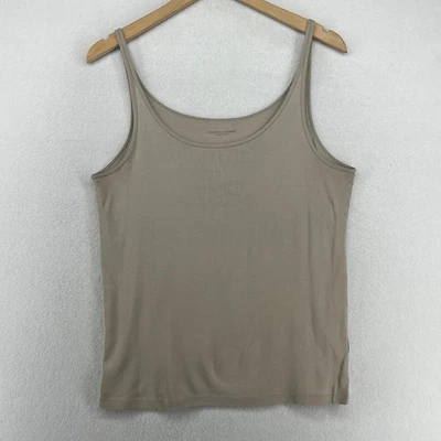 Camiseta sin mangas EILEEN FISHER L algodón orgánico acanalado jersey cami cuello redondo gris Foto 1 de 4