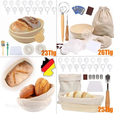 Gärkörbchen Oval Rund Gärkorb zum Brotbacken Leineneinsatz Komplette Gärkörbchen - Bild 1 von 4