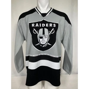 Las Vegas Raiders NFL Gray/Black Hockey Jersey Men's LARGE - Picture 1 of 14