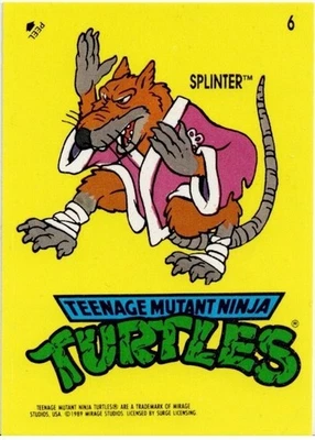 Teenage Mutant Ninja Turtles #6 Sticker Splinter 1989 New Mint - Image 1 of 4
