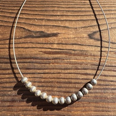 Collar de plata de ley de 5 mm perlas de 16 pulgadas estampado 925 vintage Foto 1 de 4