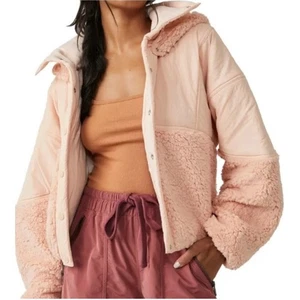 Free People Adventure Awaits Fleece Jacket Size Large Peach Oversize *No Hood - Picture 1 of 8