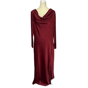 NWT Soft Surroundings Solange Satin Dress In Cabernet Women's Size 14 - Picture 1 of 16