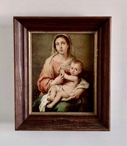 Vintage Madonna And Child By Murillo Winds Fine Prints And Framed 13”x11” - Picture 1 of 24