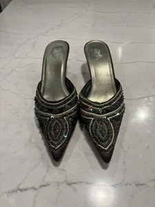 Starlet By Star Jones Embellished Kitten Heels, Green, Size 9 - Picture 1 of 5