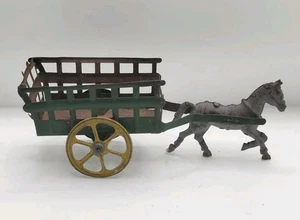 ANTIQUE HORSE DRAWN CARRIEGE CIRCA 1900 PENNY TOY, SHEET METAL ORIGINAL PAINTING - Picture 1 of 7