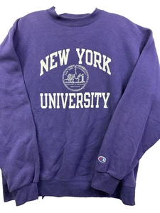 Sudadera de Colección Universidad de Nueva York NYU Cuello Redondo Campeón Eco Auténtica Talla M Púrpura - Imagen 1 de 11