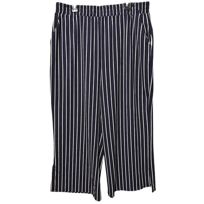 89th & Madison 1X Pantalones Azul Marino Rayas Pierna Ancha-Aberturas Laterales-Bolsillos Tirar Foto 1 de 4