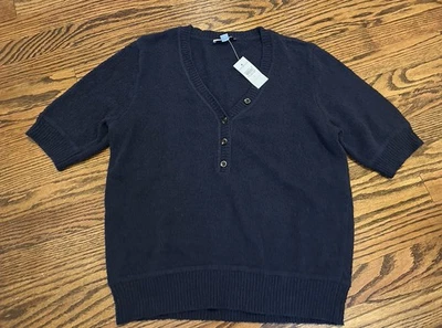 NUEVO Suéter Ann Taylor Para Mujer S/S Boucle Henley Azul Marino Talla Grande Nuevo con Etiquetas Foto 1 de 3