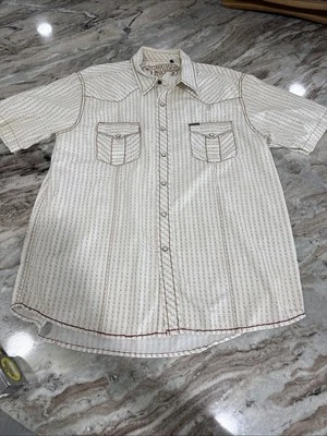 SOUTHERN THREAD Pearl Snap Shirt Men XL White  Short Sleeve Cotton Western - Image 1 of 4