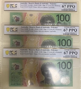 last Prefix EA20 Consecutive Trio $100 Notes PCGS Superb Gem Unc 67PPQ - Picture 1 of 1