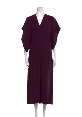 NEW Valentino Garavani  Silk V-Neck Jumpsuit in Deep Purple Sz 4 - Image 1 of 4