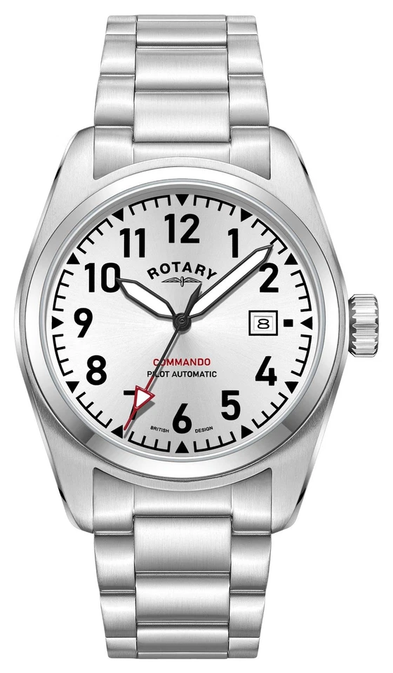 Rotary Commando Pilot Automatico (42Mm) Quadrante Argento / Bracciale - Immagine 1 di 1