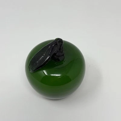 Vidrio soplado a mano estilo Murano vintage manzana verde fruta tamaño real Foto 1 de 4