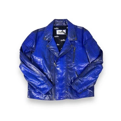 DLNYC - Daniel’s Leather Biker Jacket with Gold Python Accents - 100% Leather - Image 1 of 4