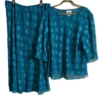 Top y Maxi Falda De Colección Leslie Fay Talla 24WP Dk Turquesa Forrada Elegante Fácil Cuidado Foto 1 de 4