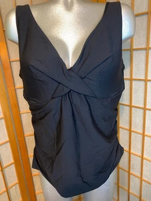 Tankini elástico APT 9 para mujer negro torcido delantero * talla 1X Foto 1 de 4