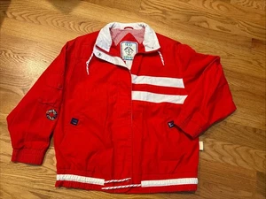 VTG 90s IZZI SPIRIT Womens Sz M Red Nautical Marine Club Windbreaker Jacket EUC - Picture 1 of 8