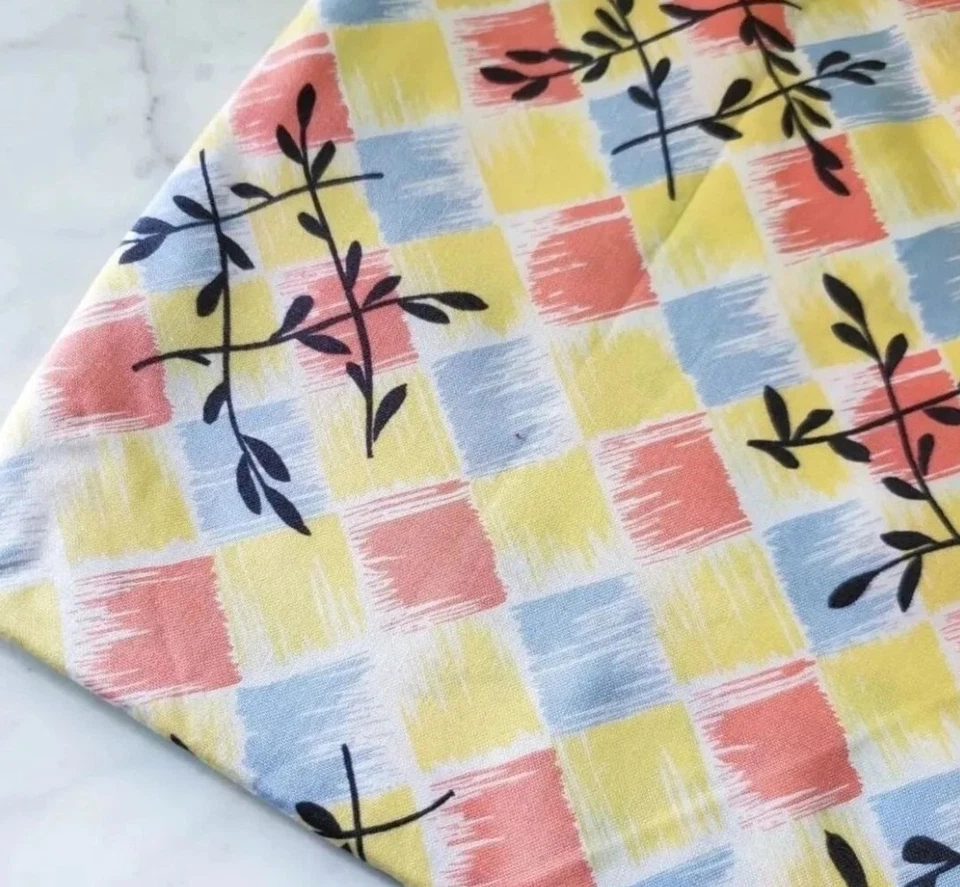 Jenn Kingwell Fabric Floral Yellow Red  Squares Sew Quilt Craft OOP FAT QUARTER  - Image 1 of 1