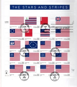 US Sc #3403 33¢ Stars & Stripes sheet of 20 stamps FD canceled on envelope - Picture 1 of 1