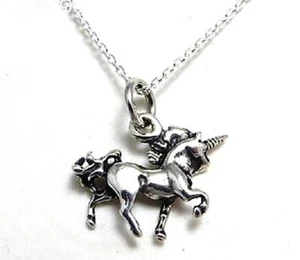 Sterling silver Unicorn necklace 18 inch chain 925 jewellery solid 3D pendant - Picture 1 of 4