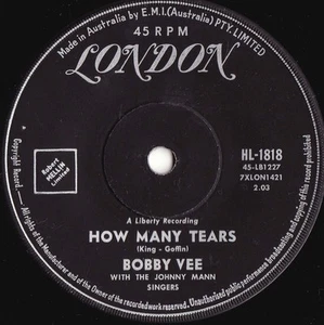 Bobby Vee ORIG OZ 45 How many tears VG+ ’61 London HL1818 Teen Idol Pop Rock - Picture 1 of 1