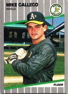  1989 Mike Gallego Oakland Athketics 8 Fleer Baseball Sports Trading Card
