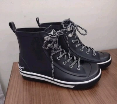 Rocket Dog 女式橡胶系带雨靴黑色 6 码 — 第 1/4 张图片