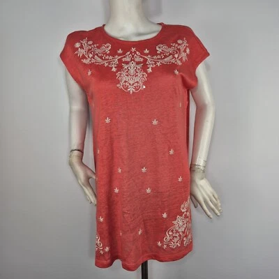 Sahalie женщин туника верхний размер M ворота вышитый эластичной льняной богемное (04) - Изображение 1 из 4