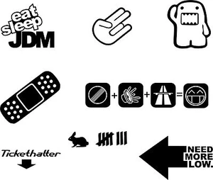 JDM Kult Style 8 Aufkleber Set (2) Honda Shocker Comic Nissan Fun Toyota Sticker - Bild 1 von 2