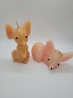 Two Vtg Wax Candle Figural Mouse Large
