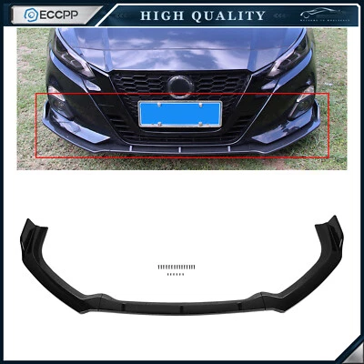Divisor de alerón labial de parachoques delantero negro brillante para Nissan Altima 19-20 3 piezas Foto 1 de 4