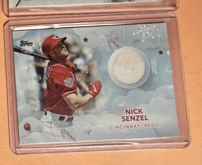  2020 Topps Walmart Holiday Relics #WHRNS Nick Senzel Cincinnati Reds GAME USED - Image 1 of 4