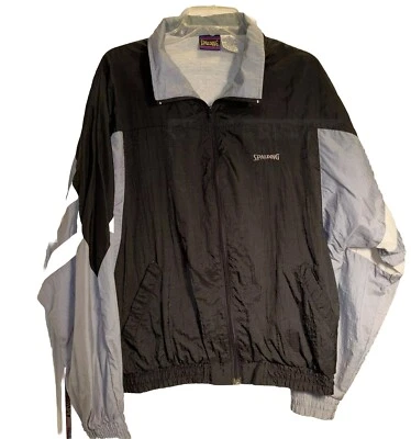Chaqueta cortavientos Spalding para hombre grande vintage negra gris blanca mangas retro Foto 1 de 4