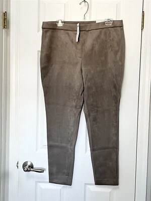 Новые с ценниками леггинсы Chico's размер 3 XL 16 x 27 дюймов земляной серо-коричневый понте искусственная замша спереди - Изображение 1 из 4