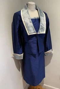 ARightCharlie matching outfit 18 NEW dress jacket retro silk blue blazer vintage - Picture 1 of 15