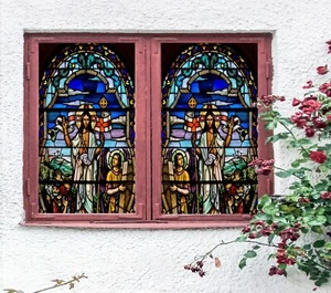 3D Jesus Cross I209 Window Film Print Sticker Cling Stained Glass UV Block Amy - Picture 1 of 11