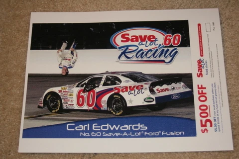 2009 Carl Edwards Save-A-Lot "2nd issued" Ford Fusion NASCAR postcard Cover