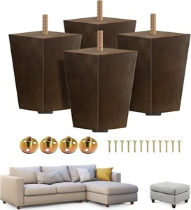 Yes4All Patas Cuadradas de Madera para Muebles de 4"" Yes, Marrón, Juego de 4 con Nivel Ajustable - Imagen 1 de 7